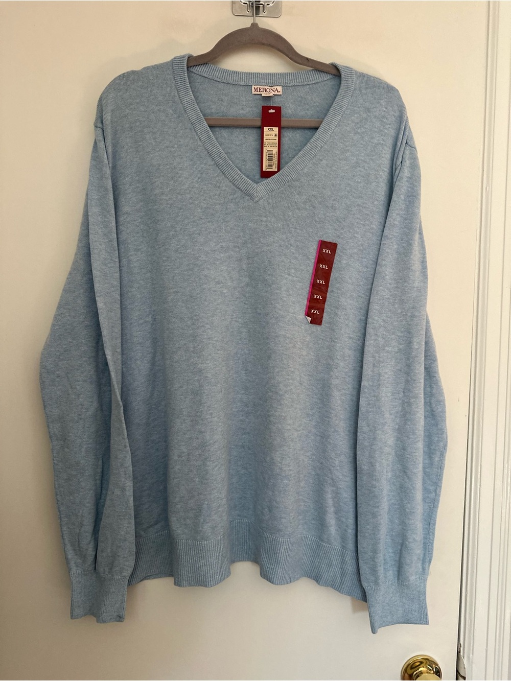 Merona Men’s light blue V-neck Sz:XXL lightweight Pullover Minimalist sweater